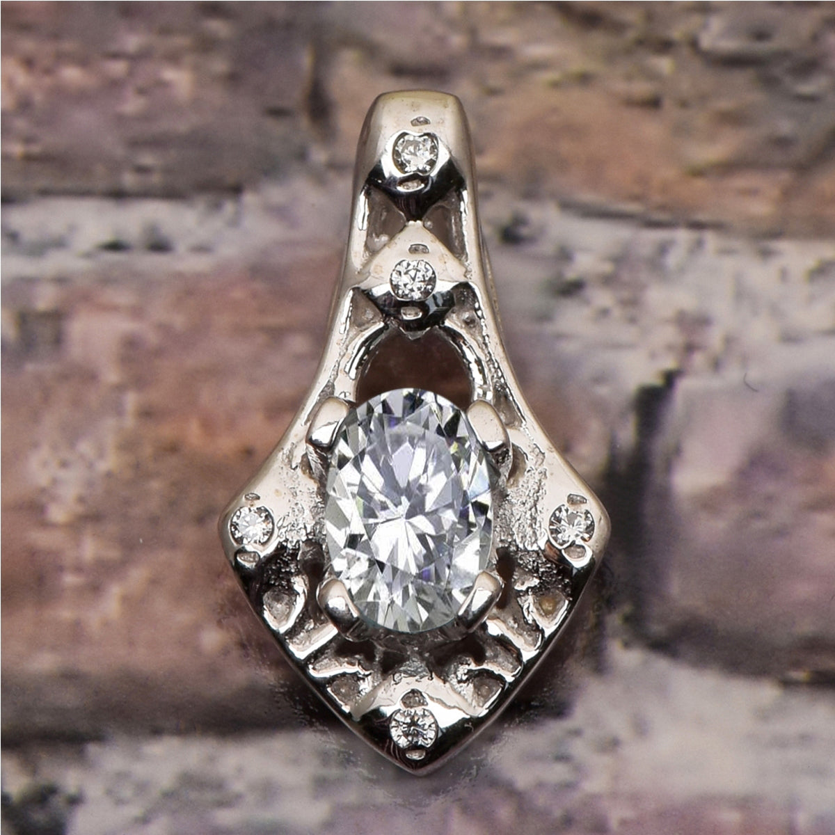 Art Deco Oval Cut Multi Choice Gemstone Pendant