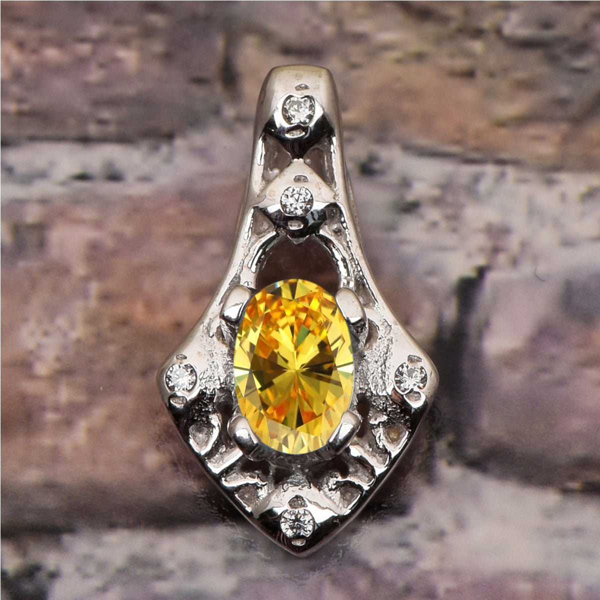 Art Deco Oval Cut Multi Choice Gemstone Pendant