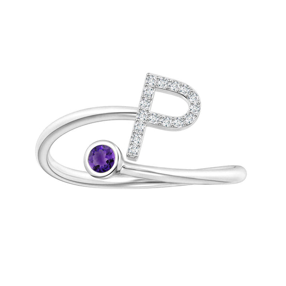 Initials Amethyst Alphabet Ring