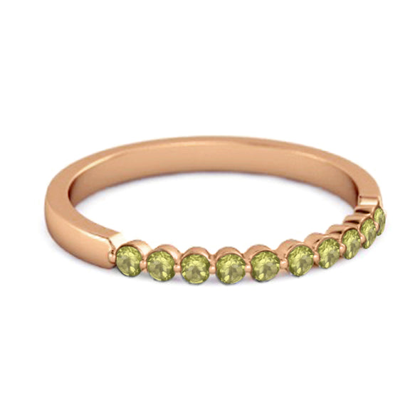 0.20 Ct Peridot Half Eternity Stacking Ring 925 Sterling Silver