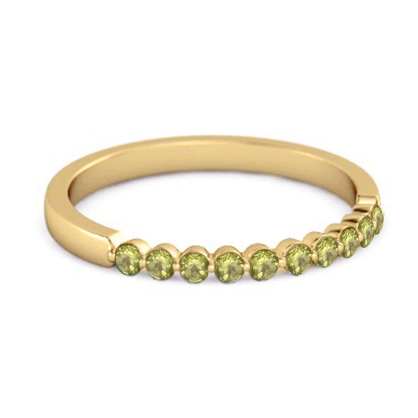 0.20 Ct Peridot Half Eternity Stacking Ring 925 Sterling Silver