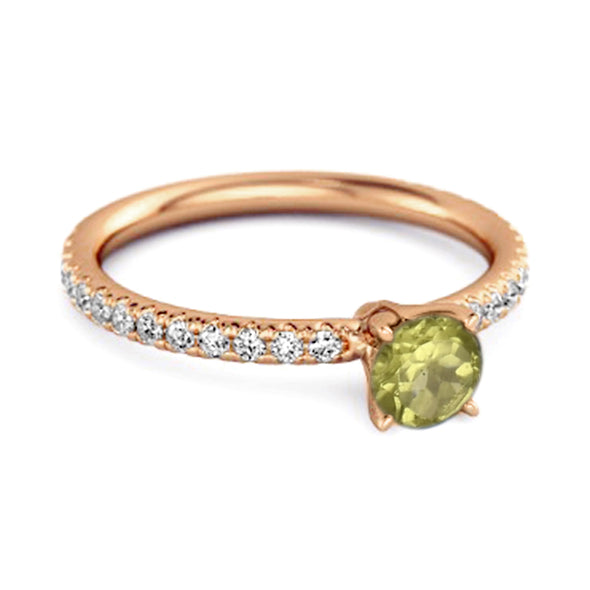 0.25 Ctw Peridot 925 Sterling Silver Bridal Engagement Ring