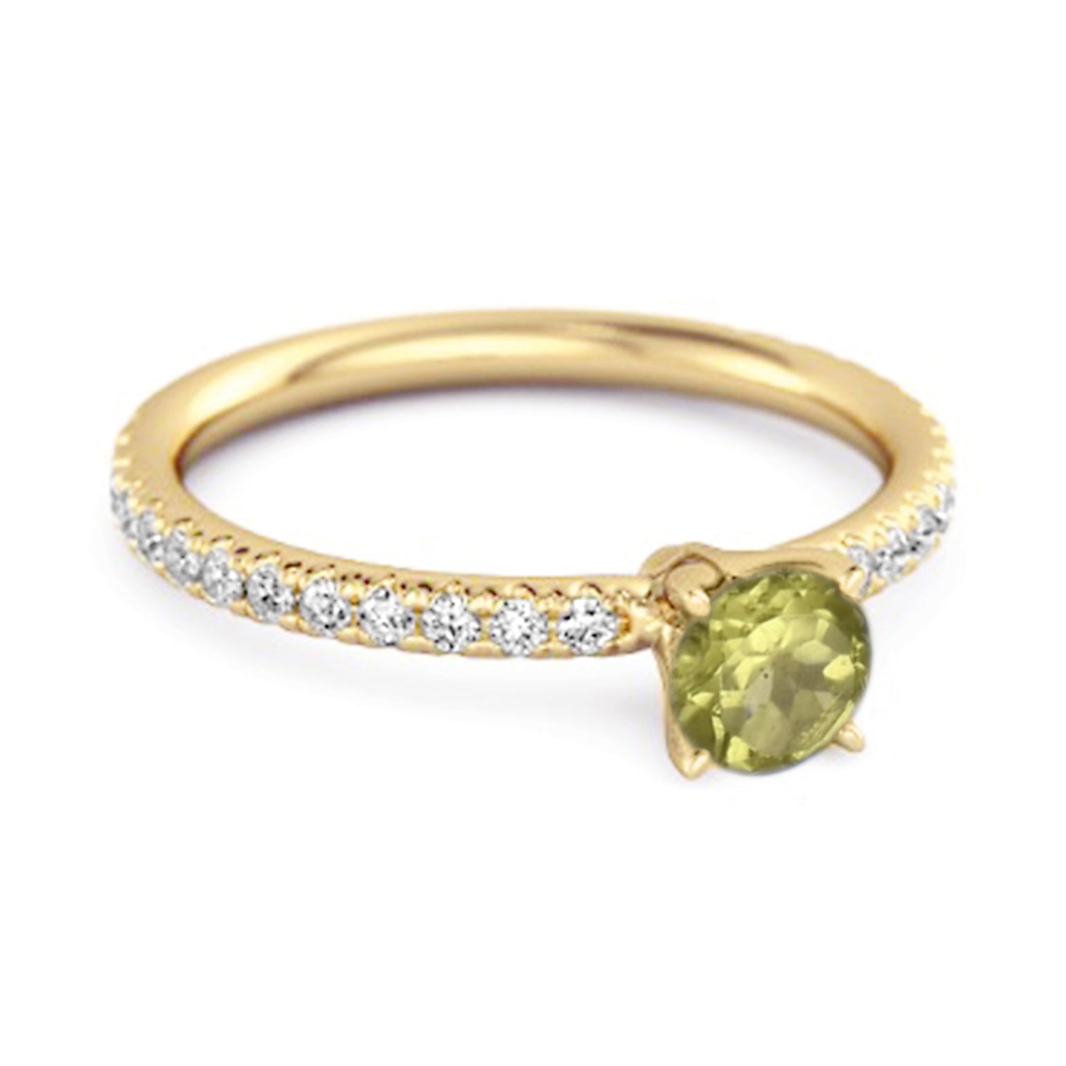 Peridot Round Soliatire Ring – Sterling Silver