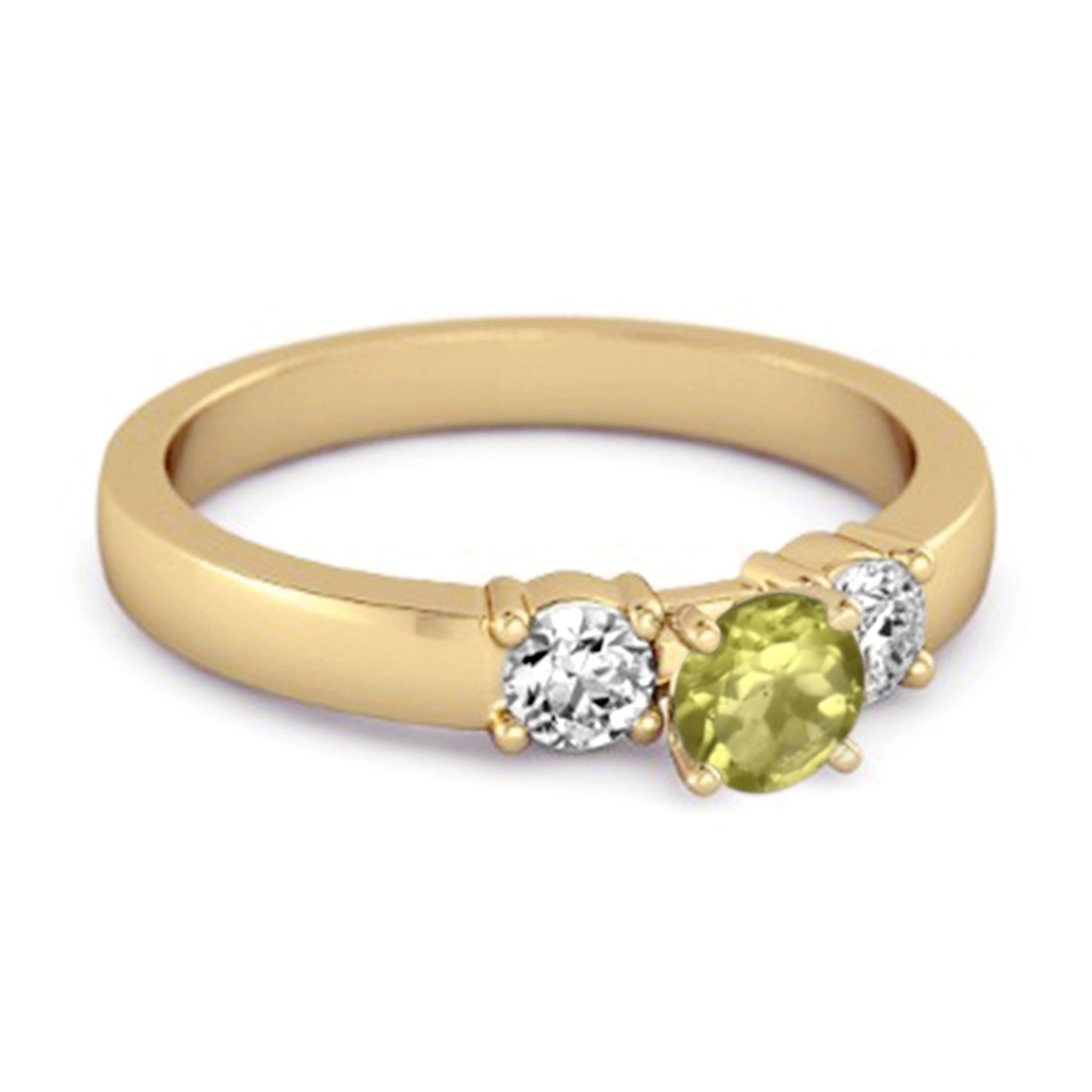 Peridot Elegant Three Stone Ring - Sterling Silver