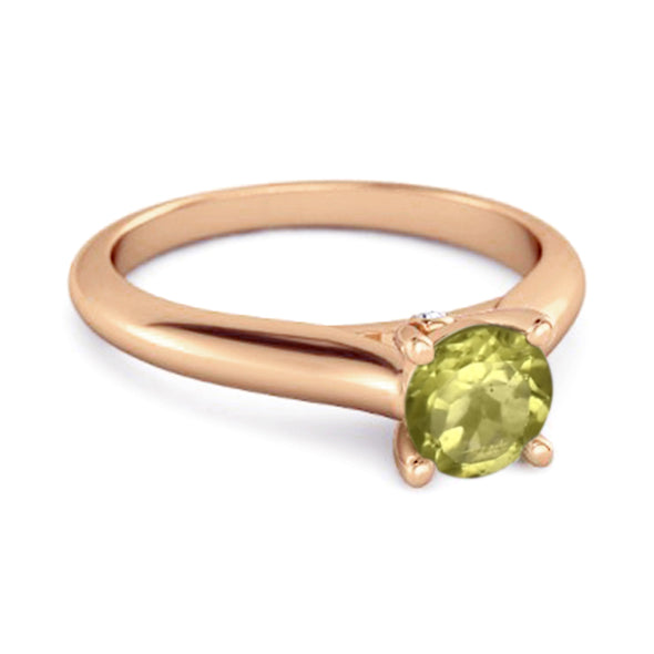 0.25 Ctw Peridot Solitaire 925 Silver Delaney Ring