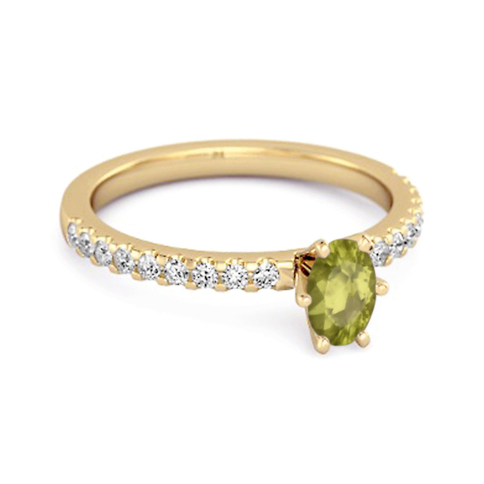 Peridot Oval Solitaire Ring – Sterling Silver