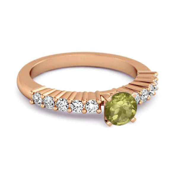 Solitaire Accents 0.10 Ctw Peridot 925 Silver Bridal Ring