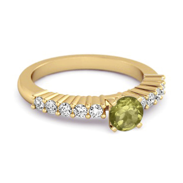 Solitaire Accents 0.10 Ctw Peridot 925 Silver Bridal Ring