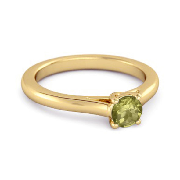Solitaire Round Cut Peridot 925 Sterling Silver Promise Ring