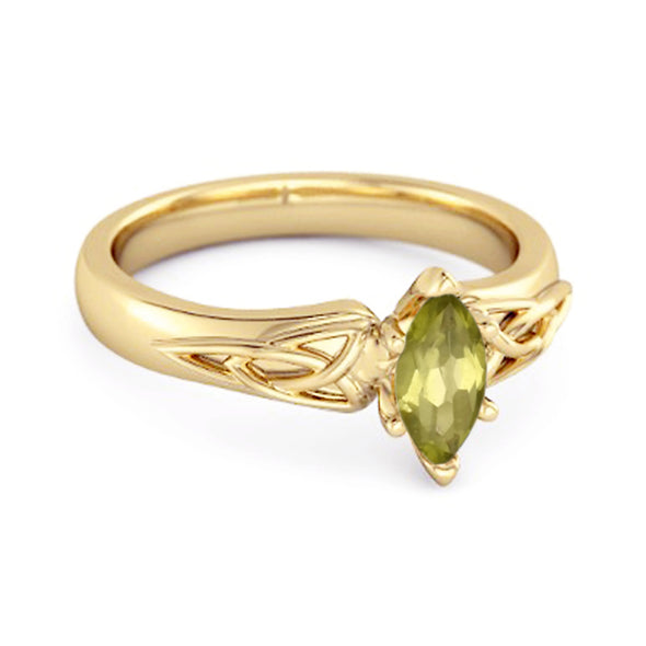 Celtic Peridot Ring 925 Sterling Silver Trinity Knot Band Ring
