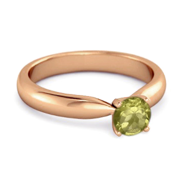 Solitaire Round Cut Peridot 925 Sterling Silver Promise Ring