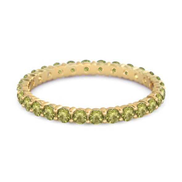 Full Eternity Peridot 925 Sterling Silver Stacking Bridal Ring