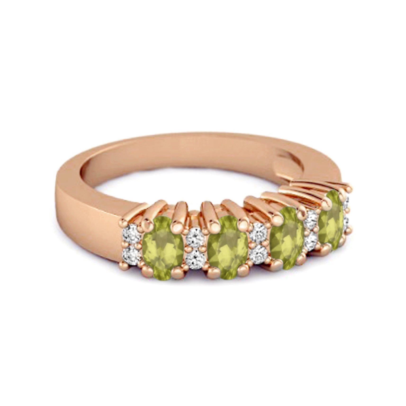 Peridot Oval Half Eternity Ring – Sterling Silver