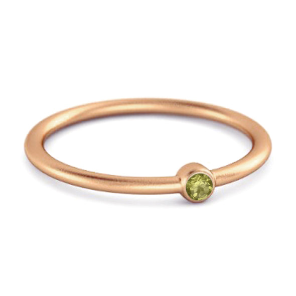Solitaire 925 Sterling Silver 0.1 Cts Peridot Stackable Tiny Ring