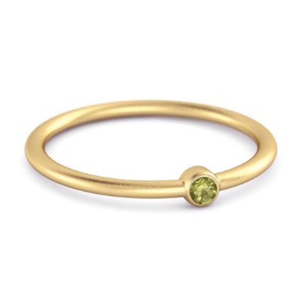 Solitaire 925 Sterling Silver 0.1 Cts Peridot Stackable Tiny Ring