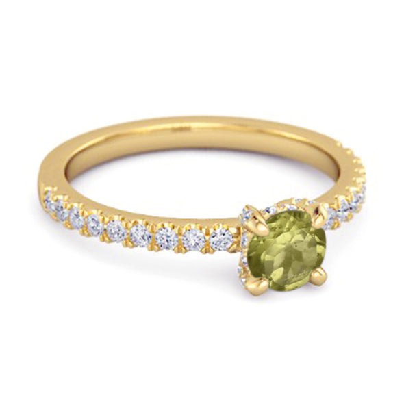 0.10 Ct Peridot 925 Sterling Silver Bridal Ring Engagement Ring