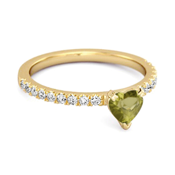 0.50 Cts Peridot 925 Sterling Silver Heart Ring Unique Lovers Ring