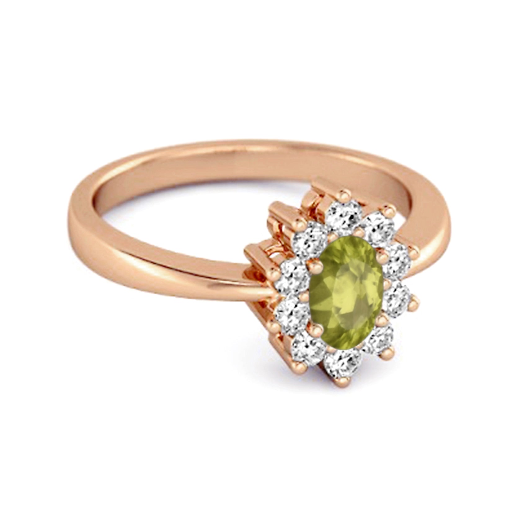 Peridot Classic Halo Ring - Sterling Silver