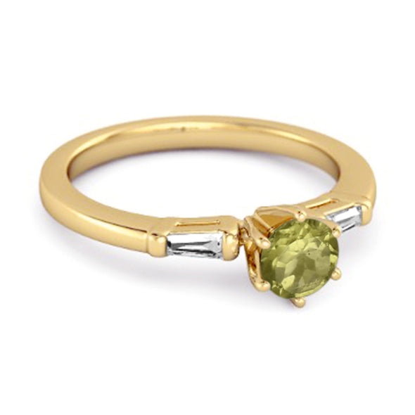 0.10 Ct Peridot 925 Sterling Silver Solitaire Anniversary Ring
