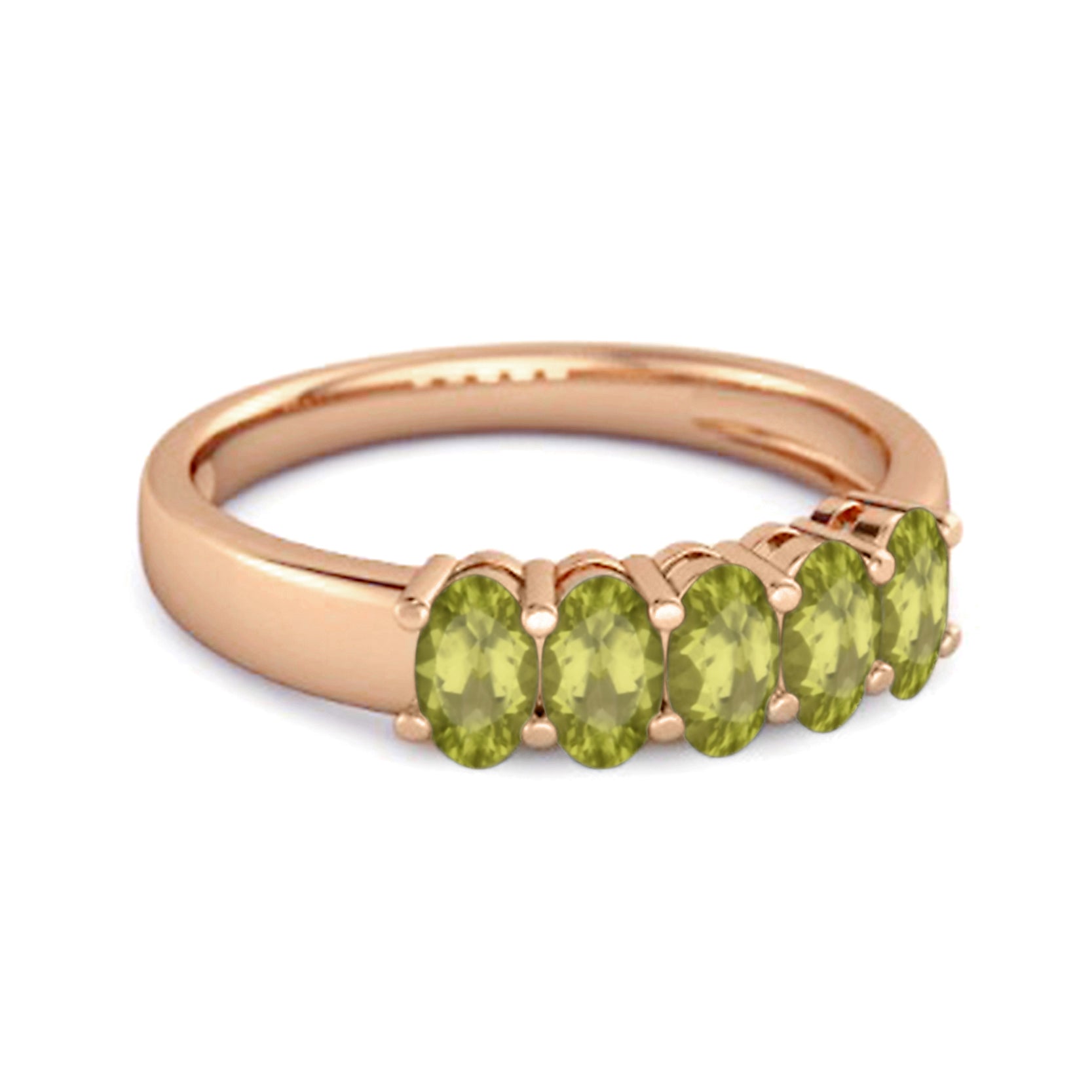 Peridot Oval Five-Stone Ring - Sterling Silver