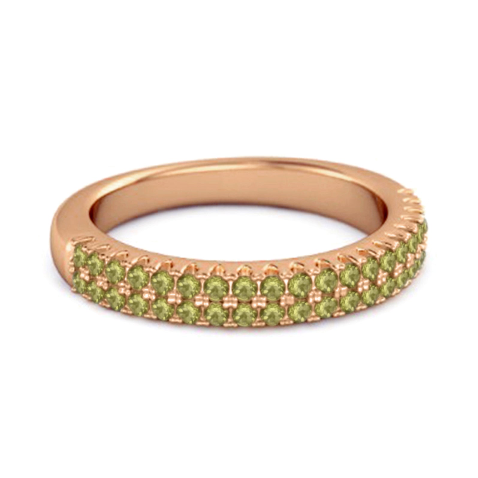 Peridot Eternity Band Ring - Sterling Silver