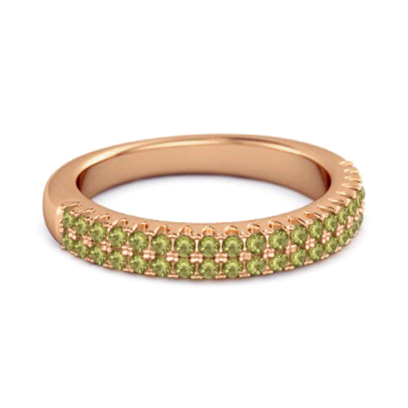 Half Eternity Band Peridot Dual Line Ring 925 Sterling Silver