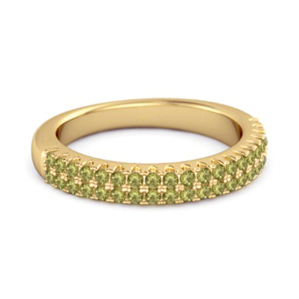 Half Eternity Band Peridot Dual Line Ring 925 Sterling Silver