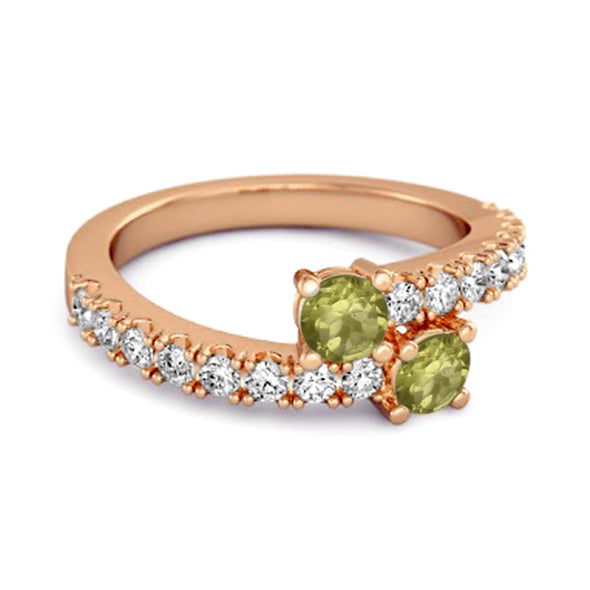 0.10 Cts Peridot 925 Sterling Silver Split Shank Unique Bridal Ring