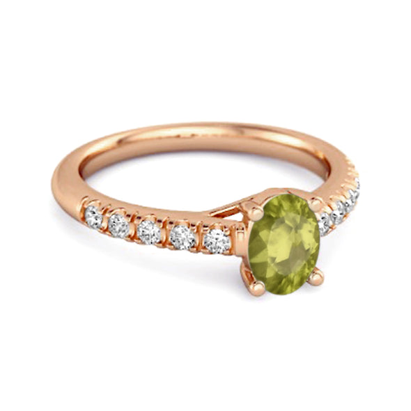 Solitaire Peridot 925 Sterling Silver Floating Halo Bridal Ring