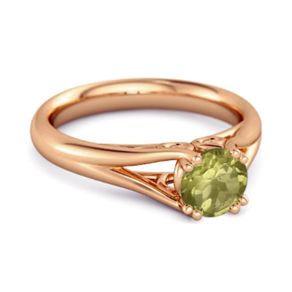 Solitaire 0.25 Ctw Round Peridot 925 Sterling Silver Split Ring