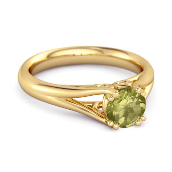 Solitaire 0.25 Ctw Round Peridot 925 Sterling Silver Split Ring