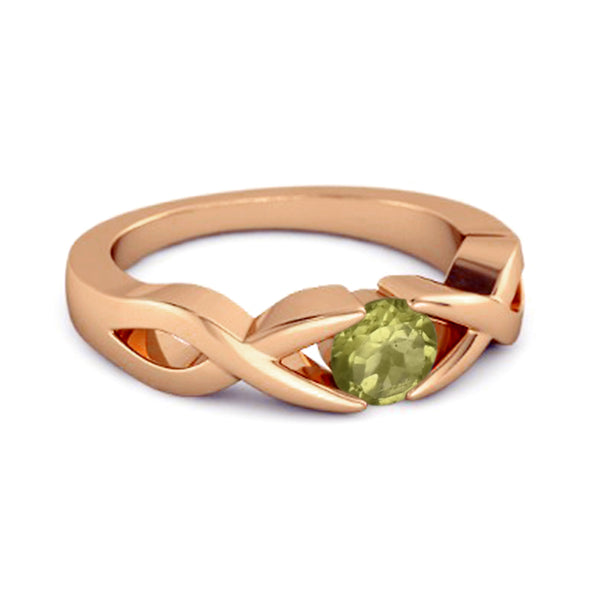 925 Sterling Silver 3.00 Mm Round Peridot Stackable Women Ring