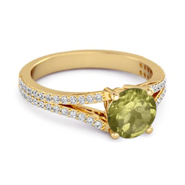 Felicity Design 925 Silver 0.50 Ctw Peridot Solitaire Accents Ring