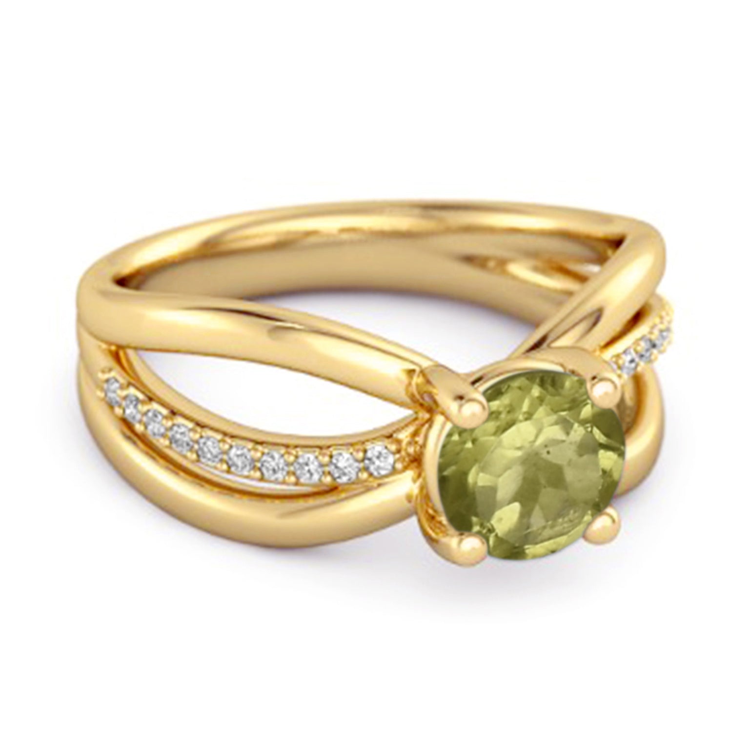 Peridot Infinity Pavé Split Band Ring - Sterling Silver