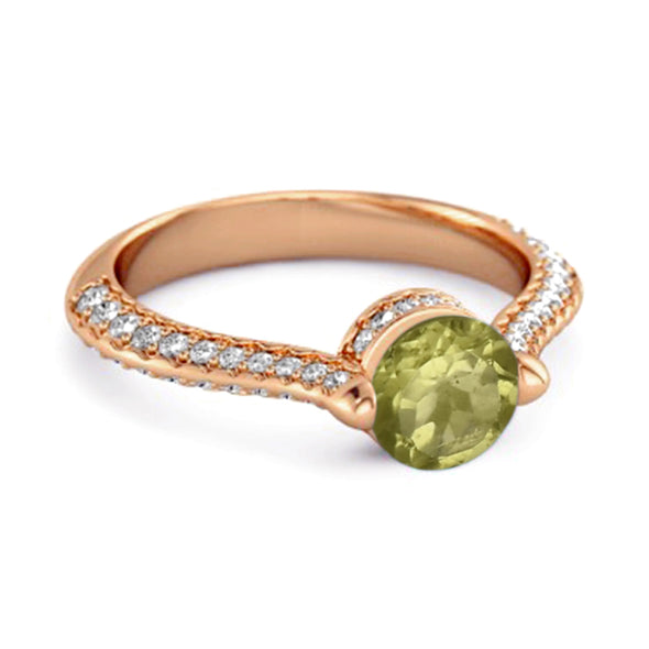 925 Sterling Silver 0.25 Ctw Peridot Solitaire Accents Ring