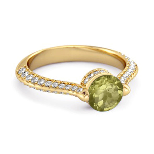 925 Sterling Silver 0.25 Ctw Peridot Solitaire Accents Ring