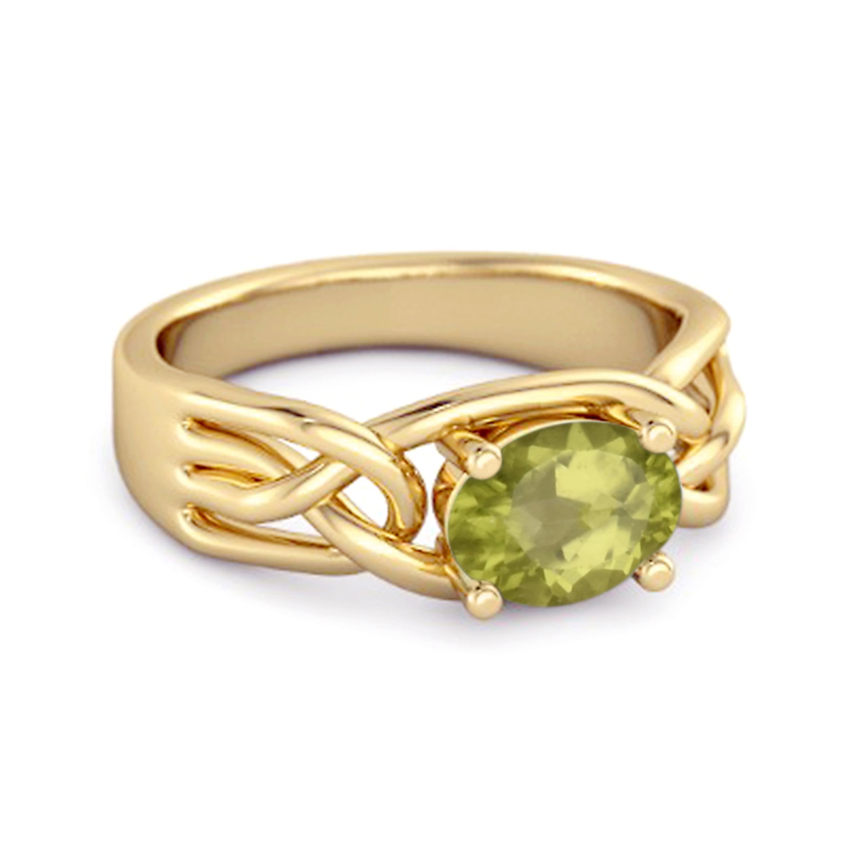 925 Sterling Silver 0.50 Ctw Peridot Horizontal Set Engagement Ring