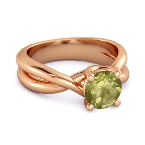 0.25 Ctw Round Cut Peridot 925 Sterling Silver Embrace Ring
