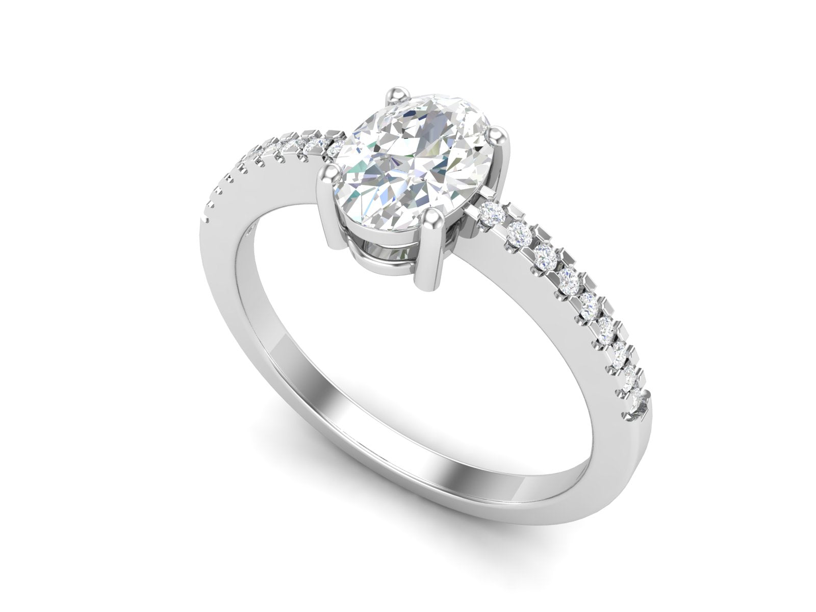 White CZ Solitaire Wedding Ring - Sterling Silver