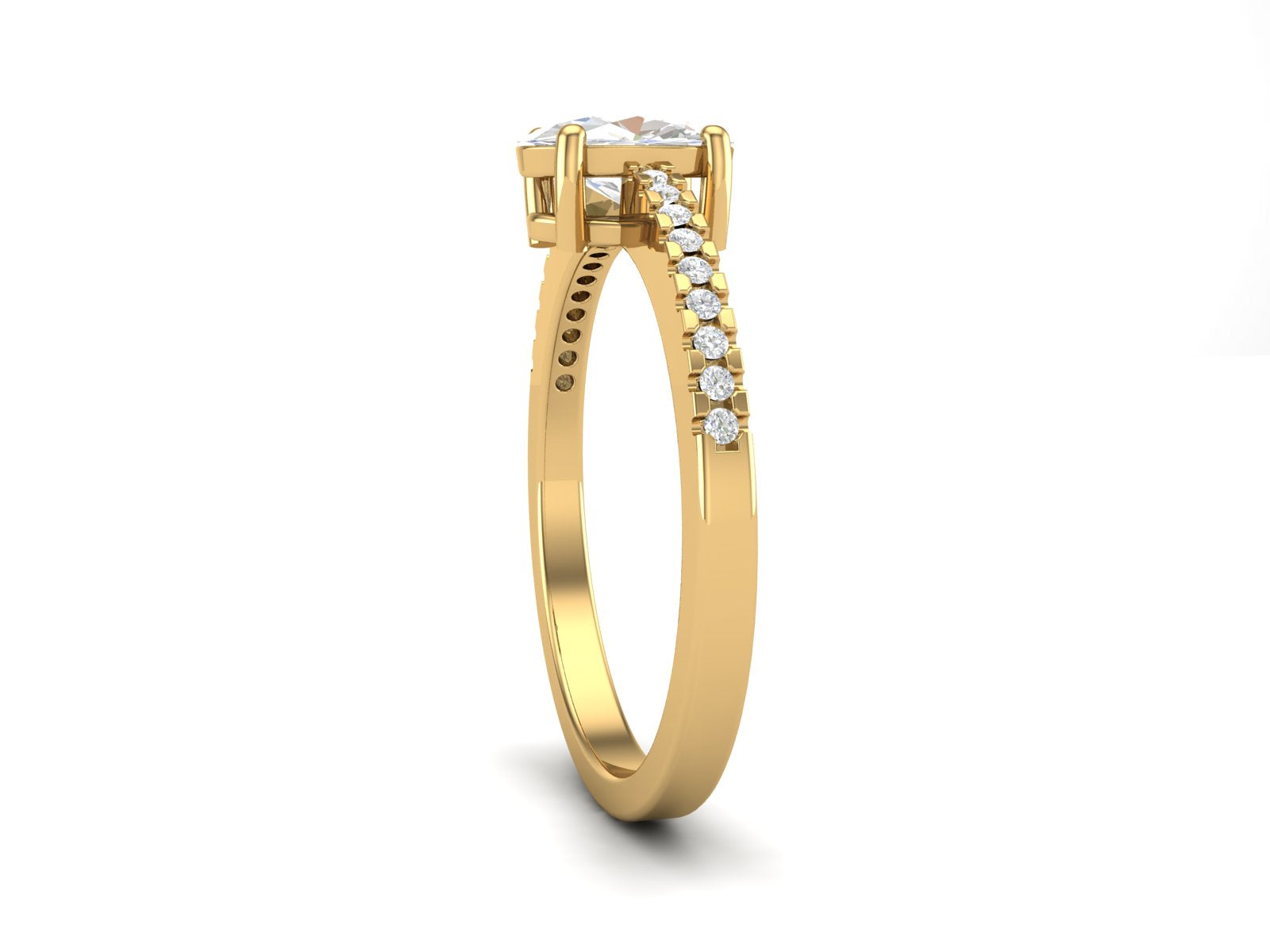 White CZ Solitaire Wedding Ring - Sterling Silver