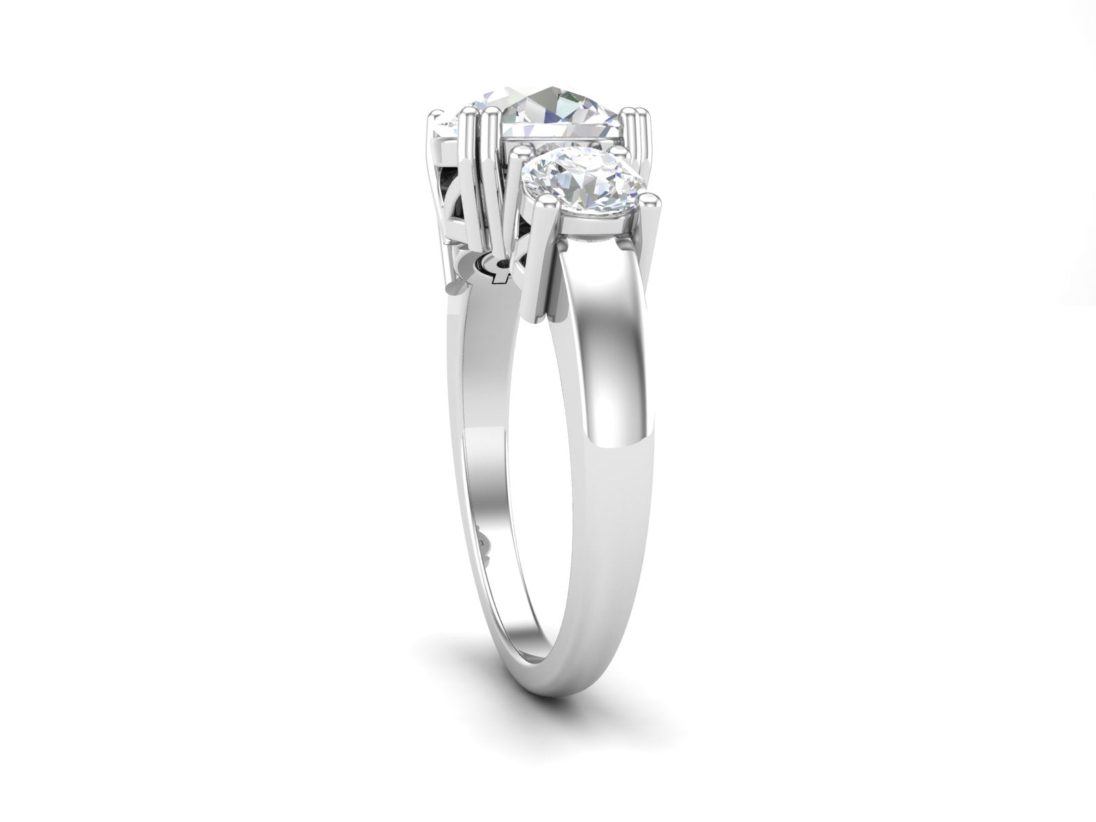 White CZ Three-Stone Design Ring - Sterling Silver