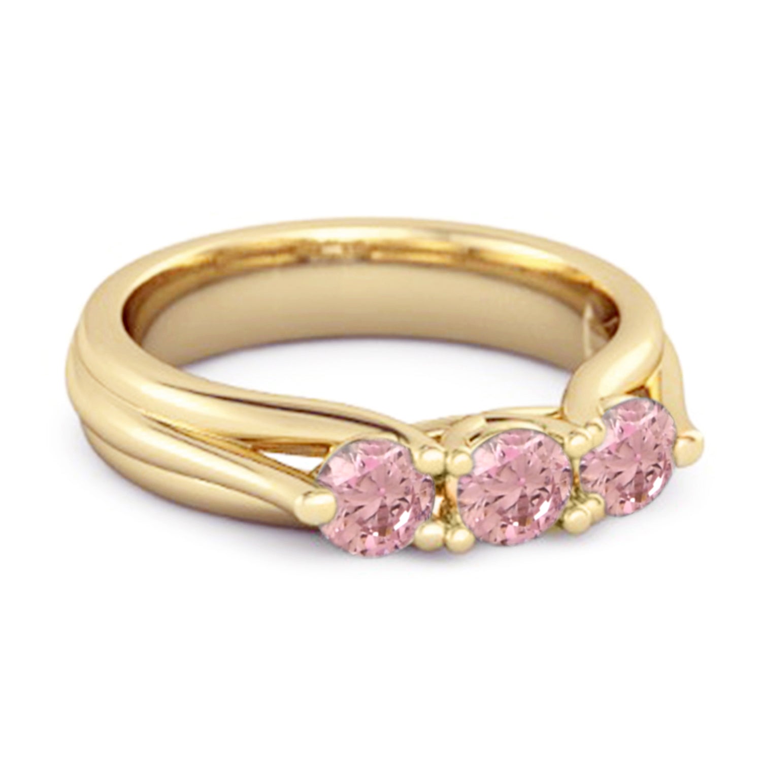 Pink CZ Three Stone Ring – Sterling Silver
