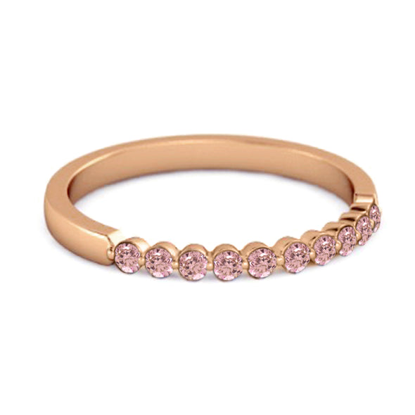 0.20 Ct Pink Zirconia Half Eternity Stacking Ring 925 Sterling Silver