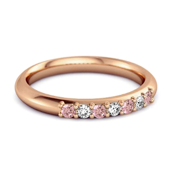 Pink Zirconia Eternity 925 Sterling Silver Stackable Mismatch Ring