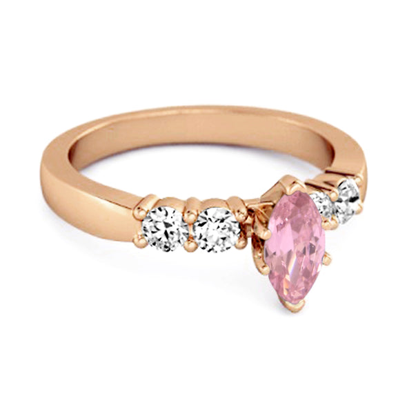 Marquise Cut 0.10 Ctw Pink Zirconia Princess Ariana Wishbone Ring