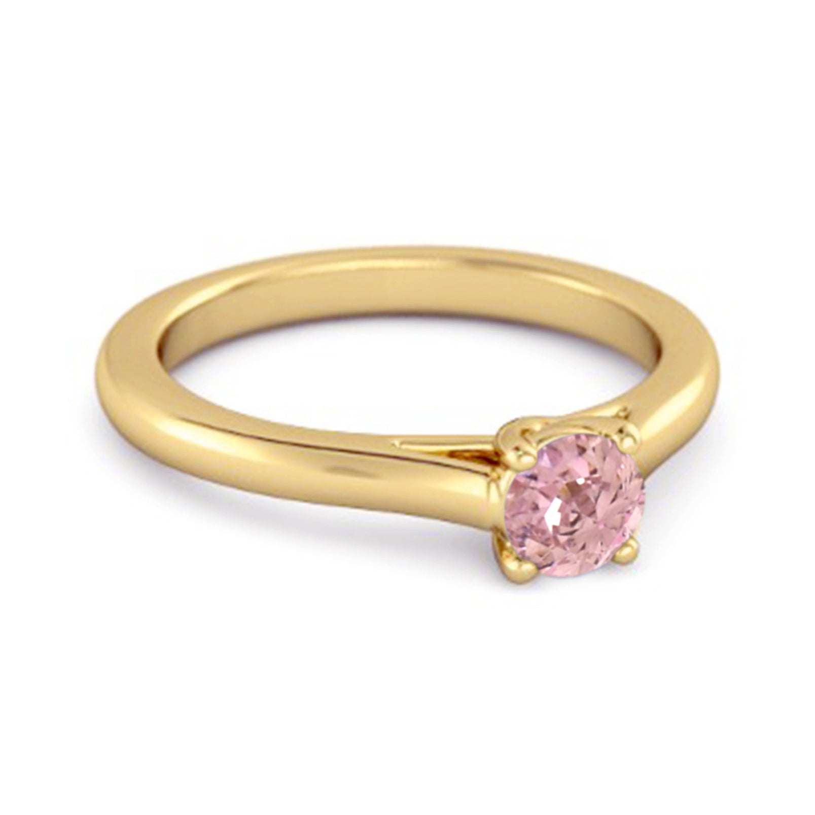Anello con promessa in argento sterling 925 con zircone rosa taglio rotondo solitario