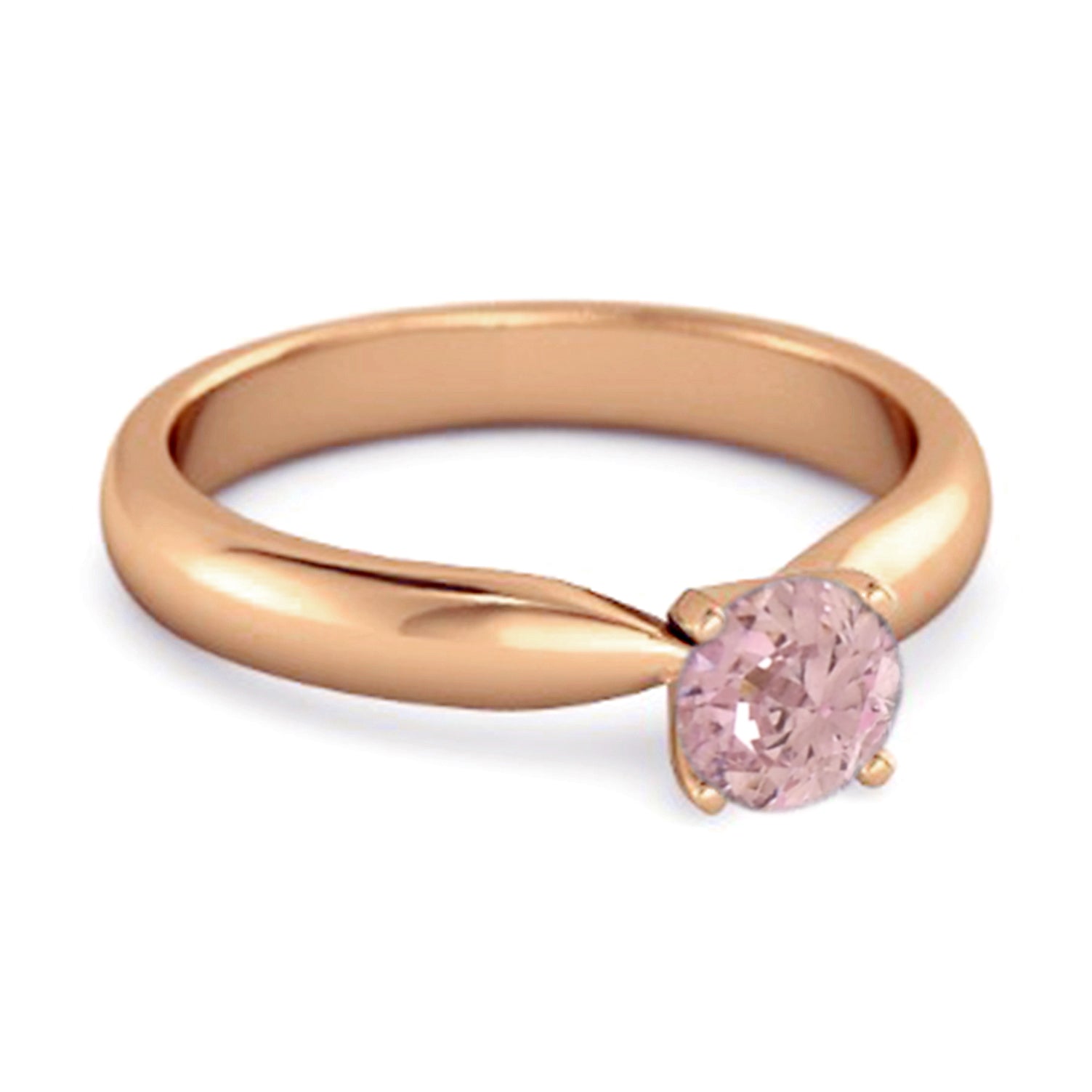 Solitaire Round Cut Pink Zirconia 925 Sterling Silver Promise Ring