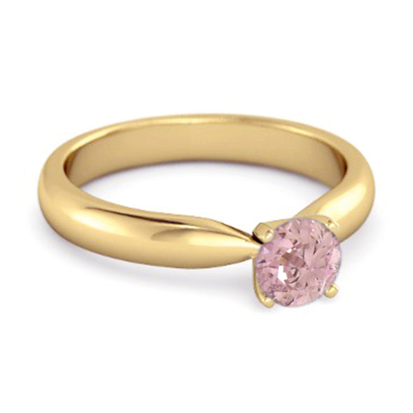 Solitaire Round Cut Pink Zirconia 925 Sterling Silver Promise Ring