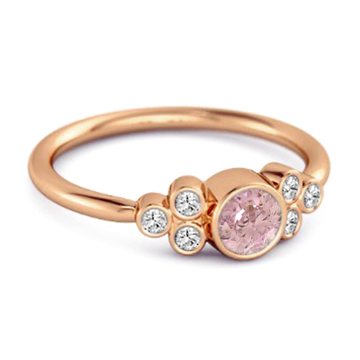 Bezel Set Pink Zirconia 925 Sterling Silver Boho Ring