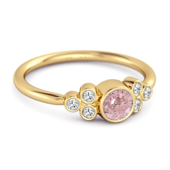 Bezel Set Pink Zirconia 925 Sterling Silver Boho Ring